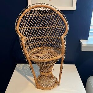 Mini Wicker Chair Plant Stand